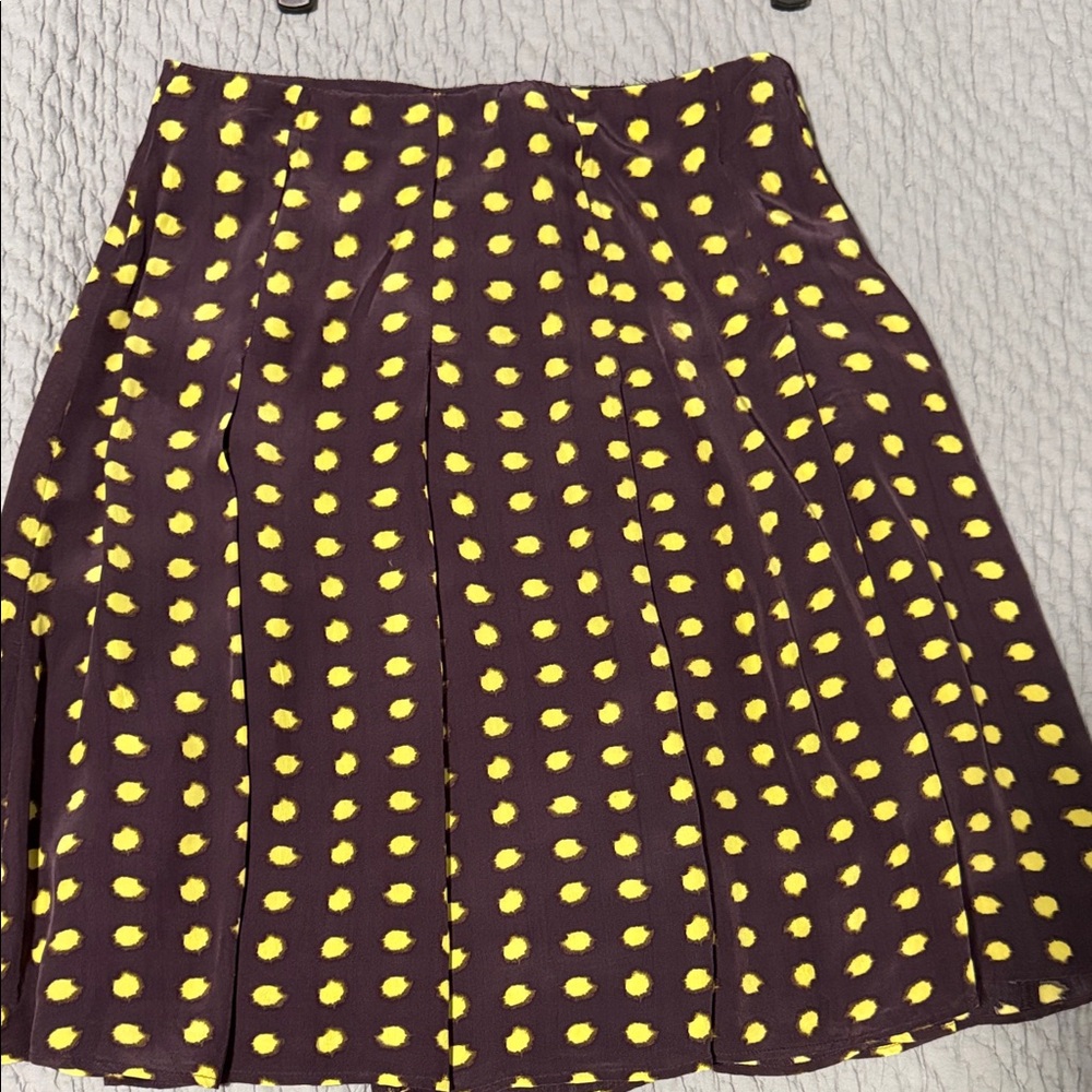 J. Crew Purple/Dark Chocolate and Yellow Polka Dot A-Line Skirt